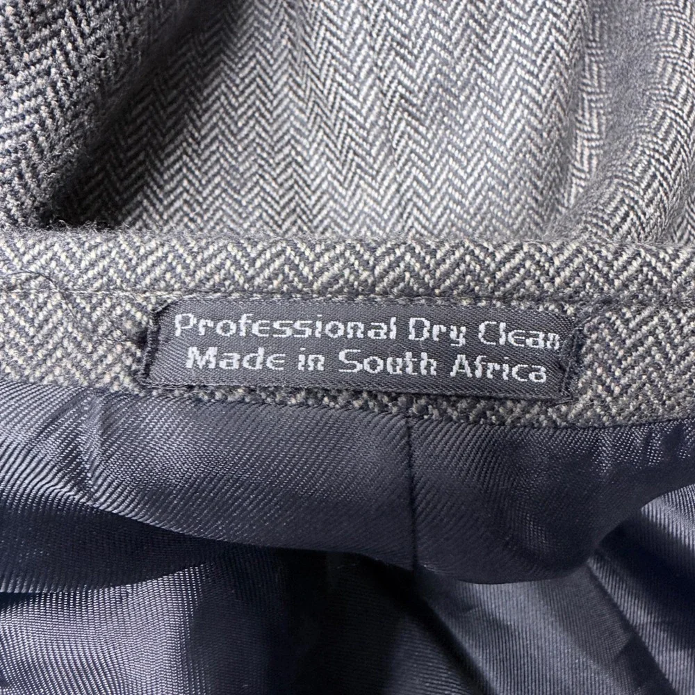 Alexander Lloyd Mens Blazer 54L Grey Herringbone Worsted Lambswool 3-Button Suit